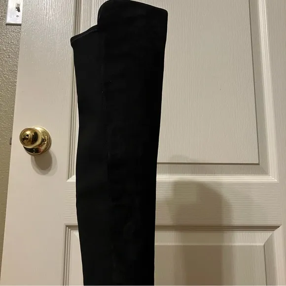 STUART WEITZMAN Boots 5050 Black SUEDE Stretch OTK - Sz 8 M Made in Spain