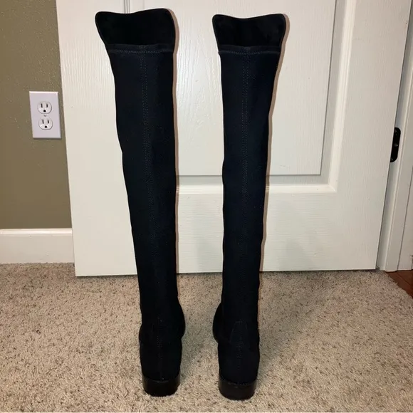 STUART WEITZMAN Boots 5050 Black SUEDE Stretch OTK - Sz 8 M Made in Spain