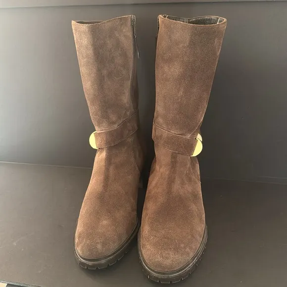 Stuart Weitzman Chocolate Brown Suede Mid-Calf Boots