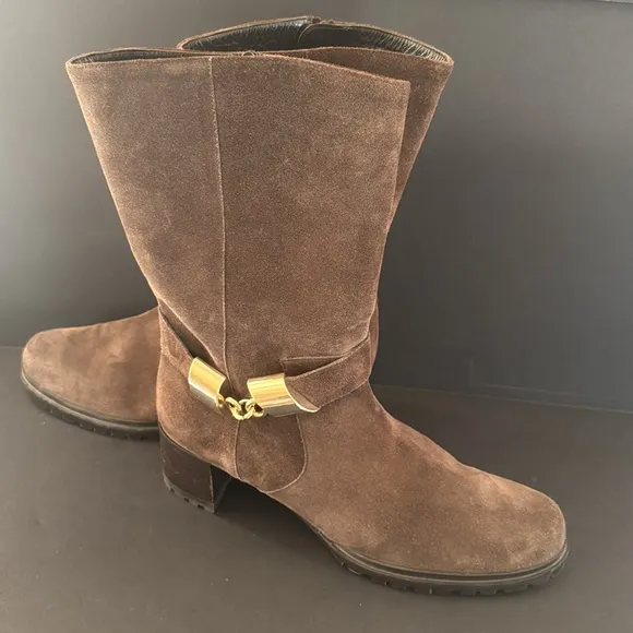 Stuart Weitzman Chocolate Brown Suede Mid-Calf Boots