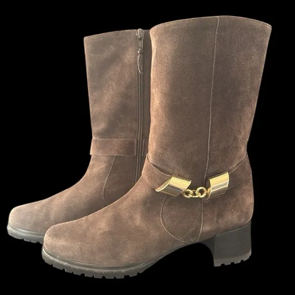 Stuart Weitzman Chocolate Brown Suede Mid-Calf Boots