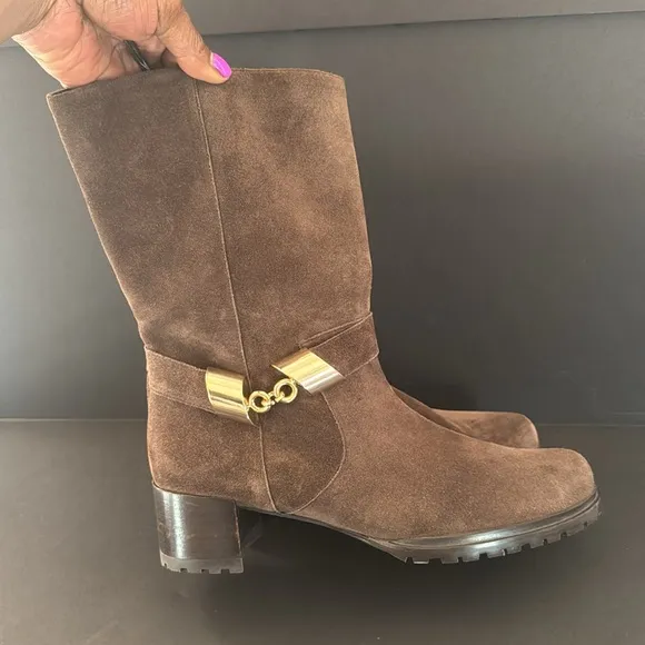 Stuart Weitzman Chocolate Brown Suede Mid-Calf Boots
