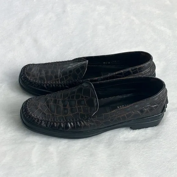 Stuart Weitzman Croc Alligator Leather Loafers