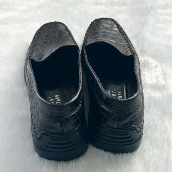 Stuart Weitzman Croc Alligator Leather Loafers