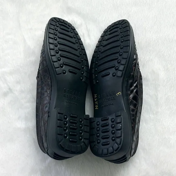 Stuart Weitzman Croc Alligator Leather Loafers