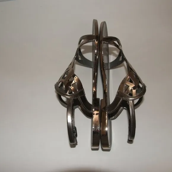 STUART WEITZMAN Graphite Silver Gelfisher Flat Slingback Sandals sz 6 Women's