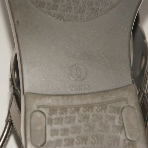 STUART WEITZMAN Graphite Silver Gelfisher Flat Slingback Sandals sz 6 Women's