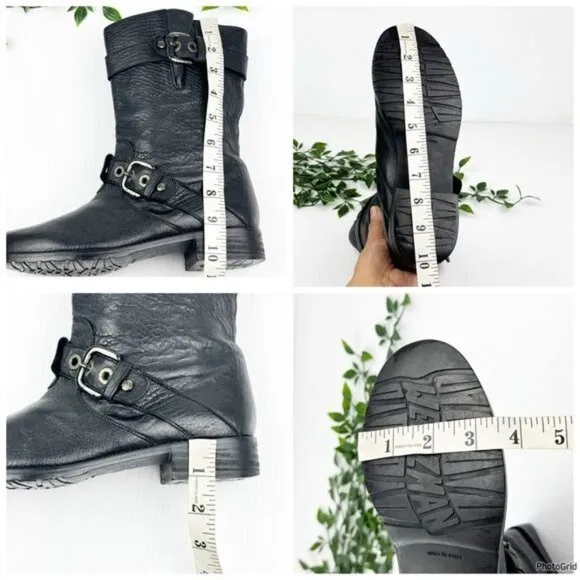 Stuart Weitzman Lotroops Black leather moto ankle boots 7