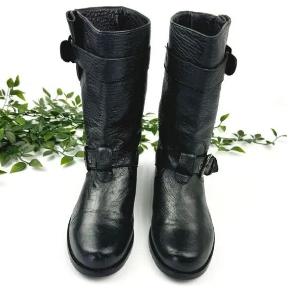 Stuart Weitzman Lotroops Black leather moto ankle boots 7