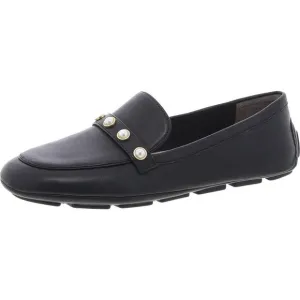 Stuart Weitzman Womens Black Cushioned Footbed Faux Leather Loafers New
