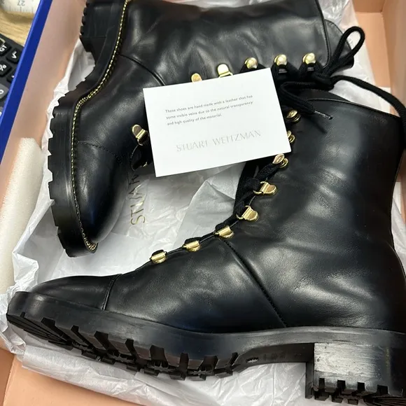 STUART WEITZMANKolbie Leather Platform Ankle Boots size  37 / 6.5B