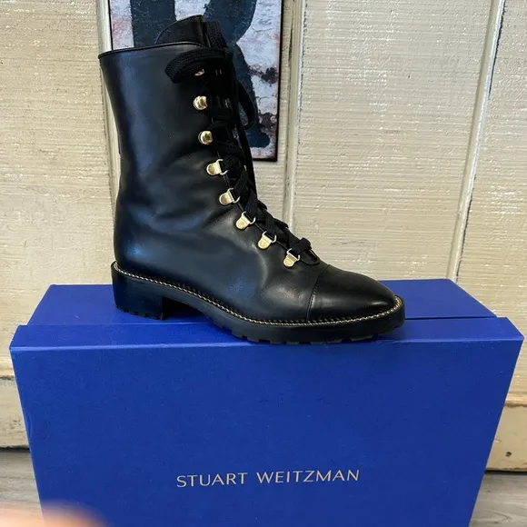 STUART WEITZMANKolbie Leather Platform Ankle Boots size  37 / 6.5B