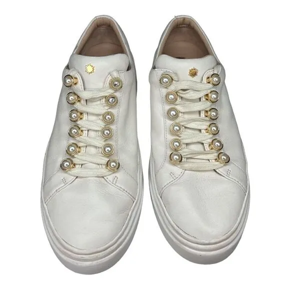 STUART WEITZMAN Women’s Excelsa Cream Leather Sneaker Size 5.5