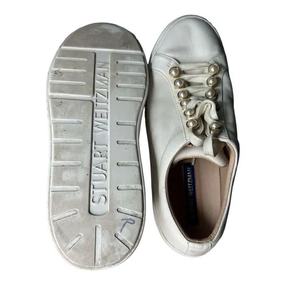 STUART WEITZMAN Women’s Excelsa Cream Leather Sneaker Size 5.5
