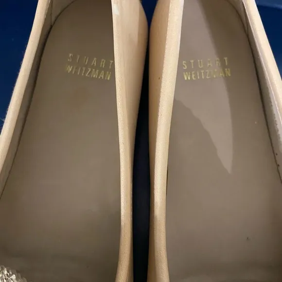 Stuart Weizmann Glitter Gold Leather Loafers Size 7.5