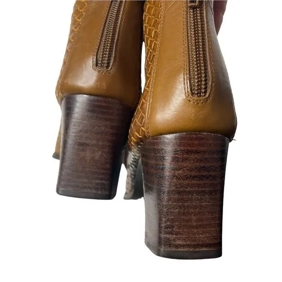 Stuart Weitzman woven leather brown boots booties 9 m