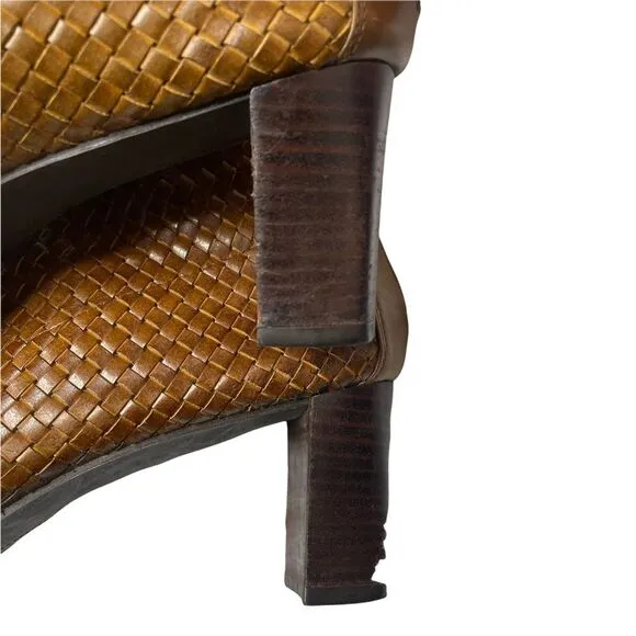 Stuart Weitzman woven leather brown boots booties 9 m