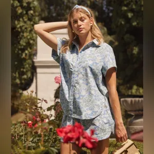 Summersalt Poolside Poplin Button Down Shirt and Shorts Set