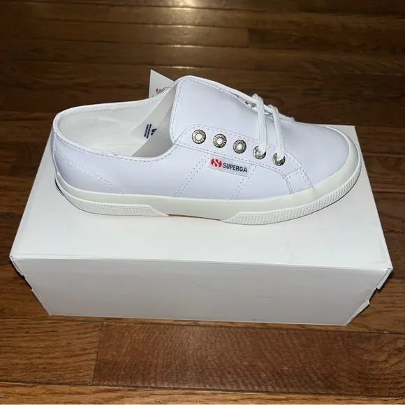 Superga Nappa Leather Lace Up Sneakers Optical White Women’s Size 5