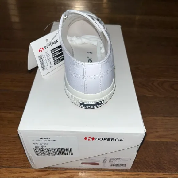 Superga Nappa Leather Lace Up Sneakers Optical White Women’s Size 5