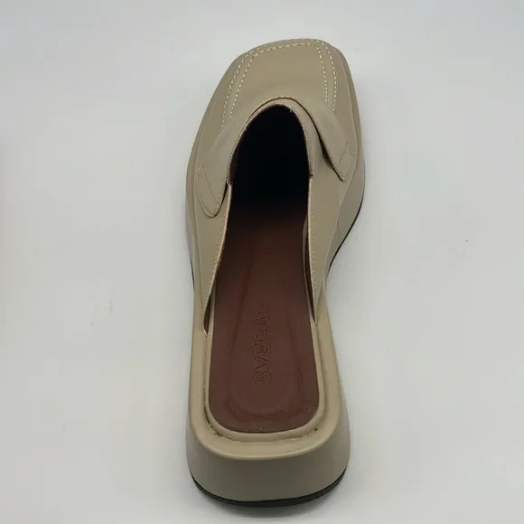 SVEGAN - Vegan Leather Backless Slip On Mule Oxford Platform Loafers Size 40