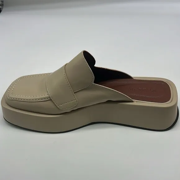 SVEGAN - Vegan Leather Backless Slip On Mule Oxford Platform Loafers Size 40