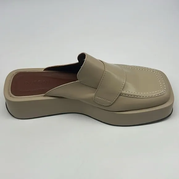 SVEGAN - Vegan Leather Backless Slip On Mule Oxford Platform Loafers Size 40