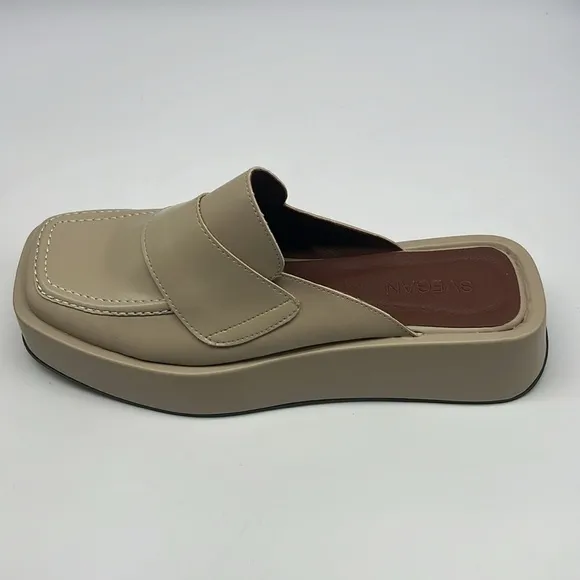 SVEGAN - Vegan Leather Backless Slip On Mule Oxford Platform Loafers Size 40