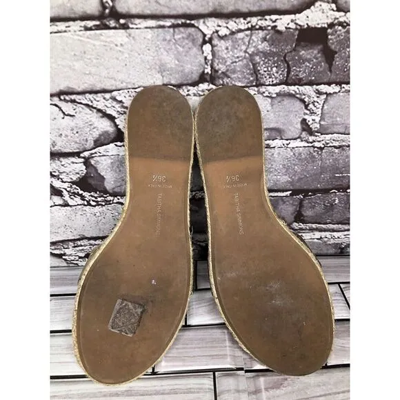 Tabitha Simmons Metallic Gold Leather Bow Slides Espadrilles Sandals Women 6.5M