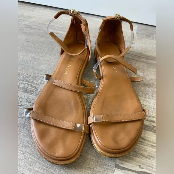 Tamara Mellon Honey Nappa Leather Flatline Sandals 5mm Heels Size 39