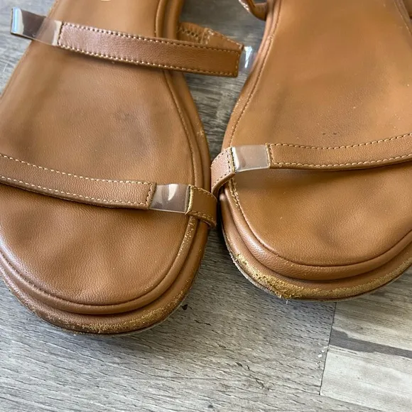 Tamara Mellon Honey Nappa Leather Flatline Sandals 5mm Heels Size 39