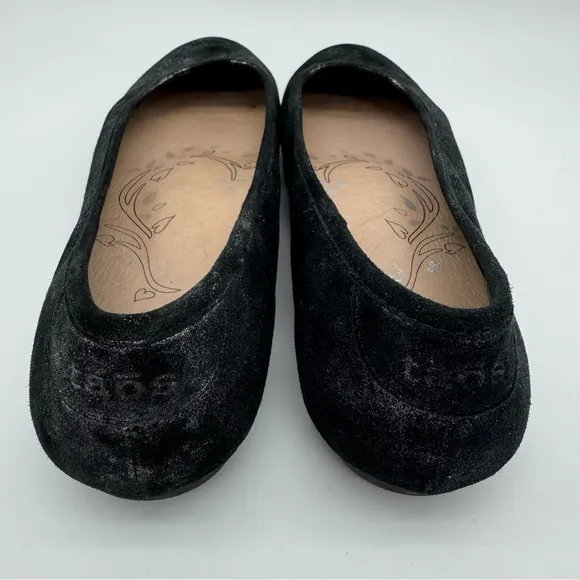 taos Rascal Black Silver Metallic Leather Ballet Flats Size 9