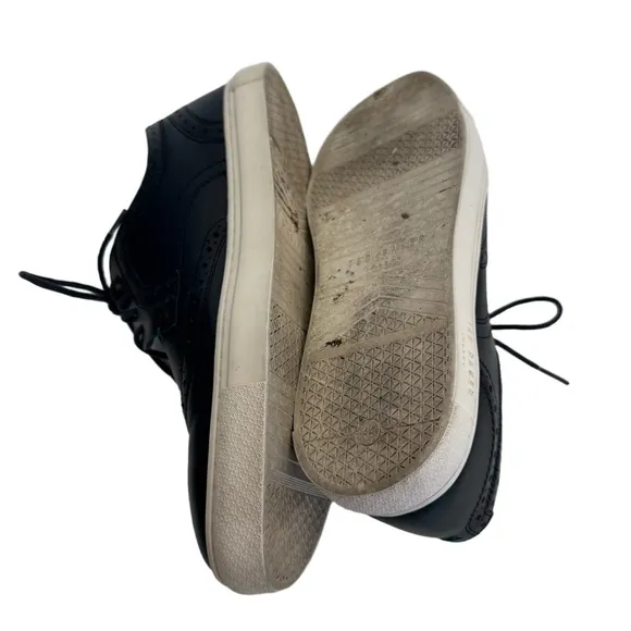 Ted Baker Leather Brogue Wing Tip Lace Up White Sole Sneakers Navy Blue Sz 44