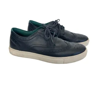 Ted Baker Leather Brogue Wing Tip Lace Up White Sole Sneakers Navy Blue Sz 44