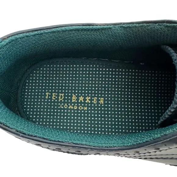 Ted Baker Leather Brogue Wing Tip Lace Up White Sole Sneakers Navy Blue Sz 44