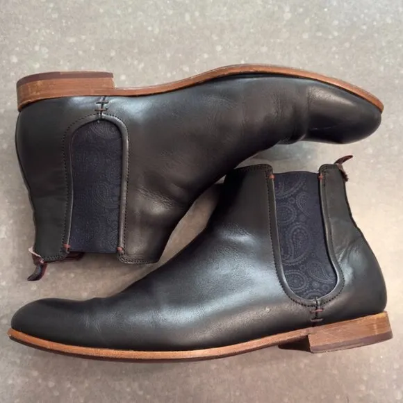 Ted Baker London Black Leather Chelsea Boots - Size 46 (US Men's 12)
