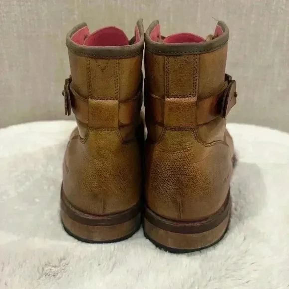 Ted Baker Men's Brown Leather Lace Up Canvas Cap Toe Lug Sole Boots Size 11