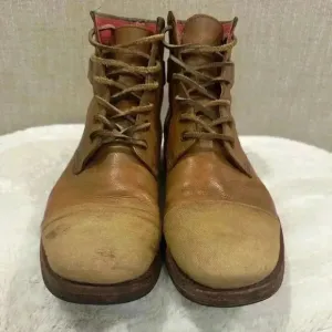 Ted Baker Men's Brown Leather Lace Up Canvas Cap Toe Lug Sole Boots Size 11