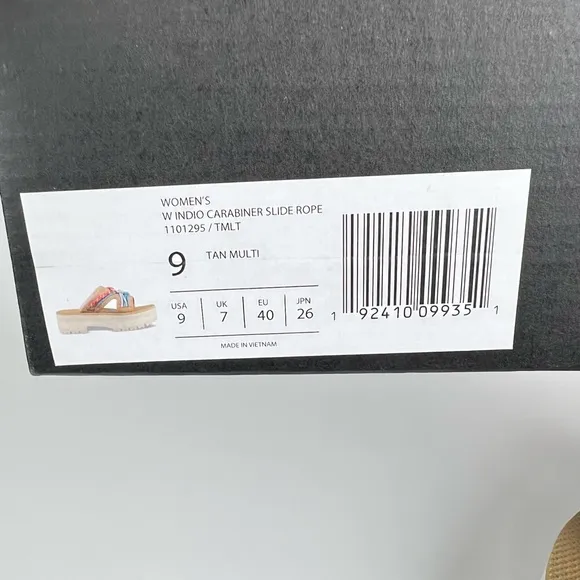 TEVA Indio Carabiner Slide Rope Festival Platform Sandals Tan NEW Size 9 Geta