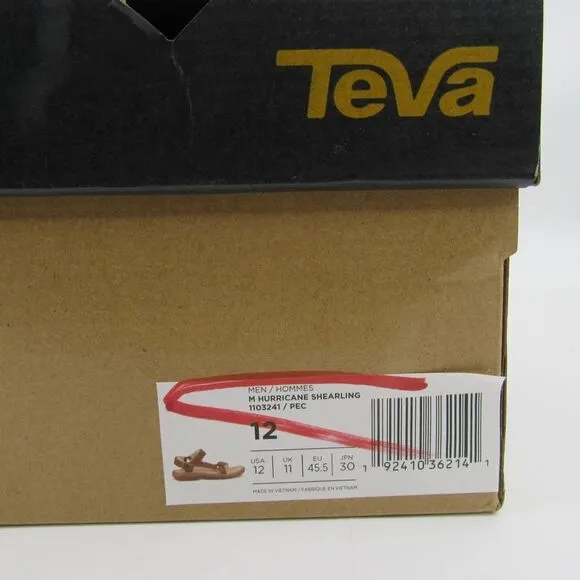 TEVA MEN'S HURRICANE SHEARLING SANDALS IN PECAN SZ 12