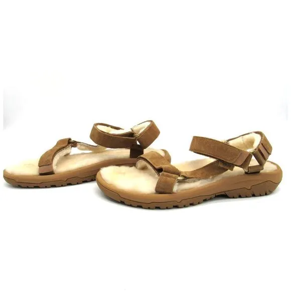 TEVA MEN'S HURRICANE SHEARLING SANDALS IN PECAN SZ 12