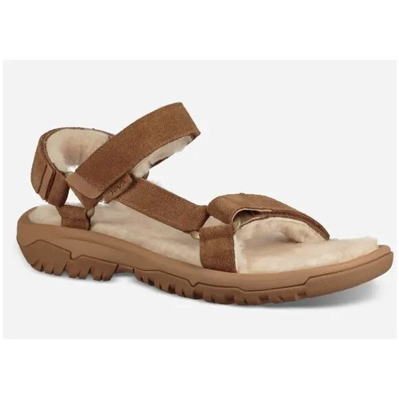 TEVA MEN'S HURRICANE SHEARLING SANDALS IN PECAN SZ 12