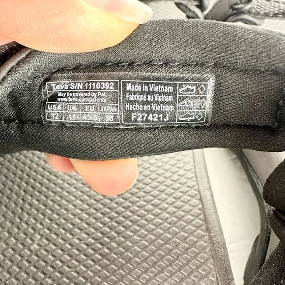 Teva Men's Meacham Hiking Sandal Size 12 Black Gray Outdoor Camping EUC