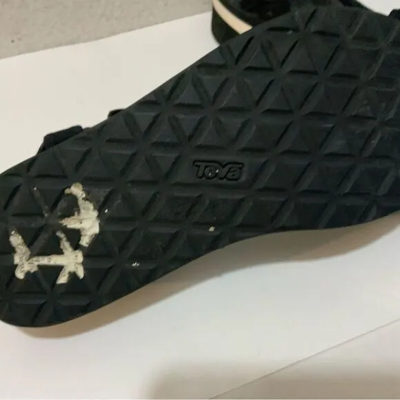 Teva Black Flatform Universal Mesh Print Hook-and-Loop Strap Foam Sandals 10