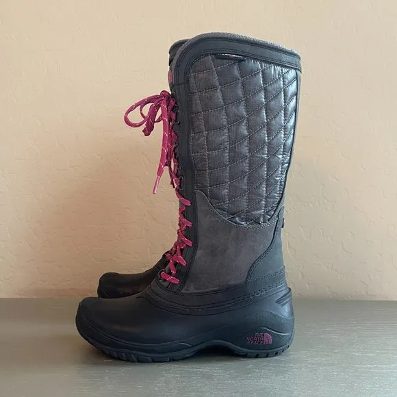 The North Face Boots 6 Black Gray Pink Purple Lace Up Thermoball Utility New TNF