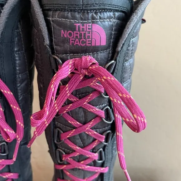 The North Face Boots 6 Black Gray Pink Purple Lace Up Thermoball Utility New TNF