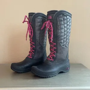 The North Face Boots 6 Black Gray Pink Purple Lace Up Thermoball Utility New TNF