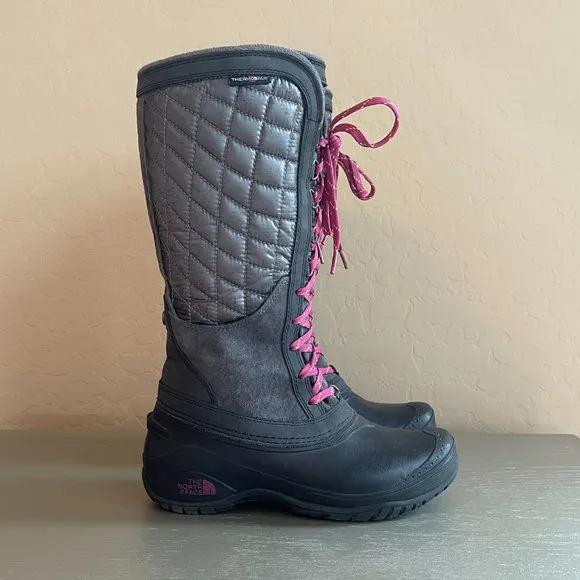 The North Face Boots 6 Black Gray Pink Purple Lace Up Thermoball Utility New TNF