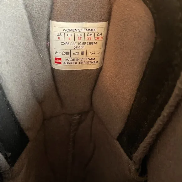 The North Face Boots 6 Black Gray Pink Purple Lace Up Thermoball Utility New TNF