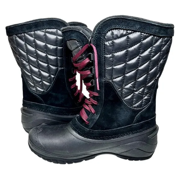 The North Face Thermoball Utility Mid Snow Winter Boots Quilted Black SZ 9